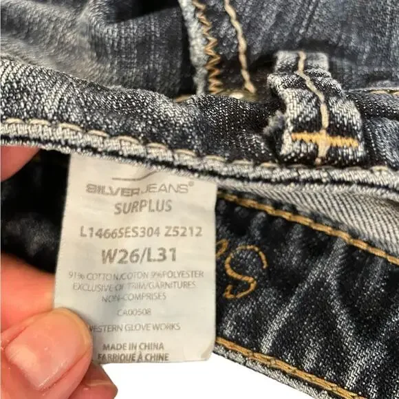 Silver Jeans Womens 27 Blue Denim Low Rise Boot Cut Surplus Western Medium Wash - Picture 8 of 15
